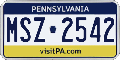 PA license plate MSZ2542