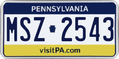 PA license plate MSZ2543