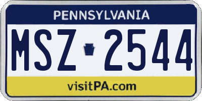 PA license plate MSZ2544