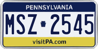 PA license plate MSZ2545