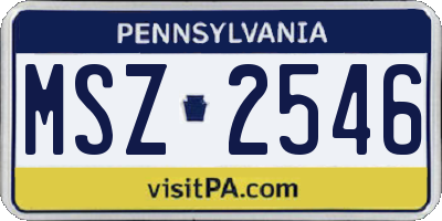 PA license plate MSZ2546