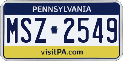 PA license plate MSZ2549