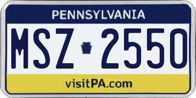 PA license plate MSZ2550