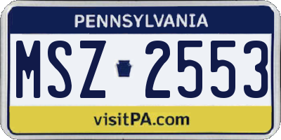 PA license plate MSZ2553