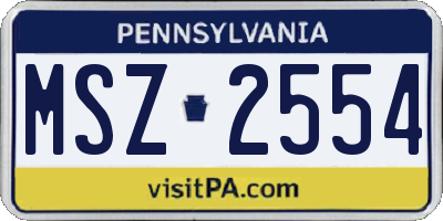 PA license plate MSZ2554