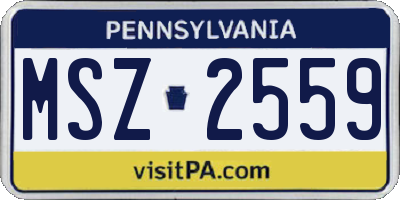 PA license plate MSZ2559