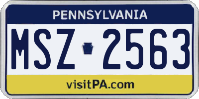 PA license plate MSZ2563