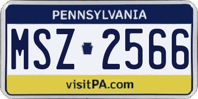 PA license plate MSZ2566