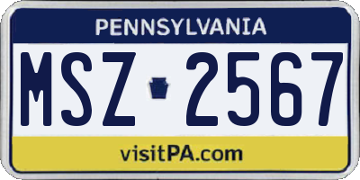 PA license plate MSZ2567