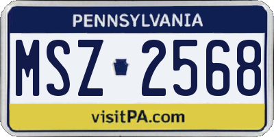 PA license plate MSZ2568