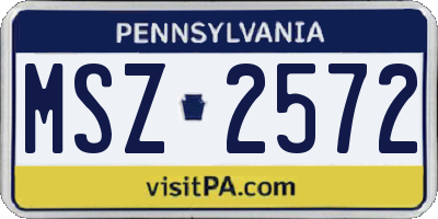 PA license plate MSZ2572
