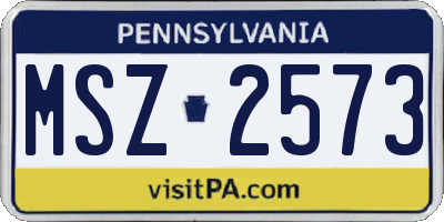 PA license plate MSZ2573
