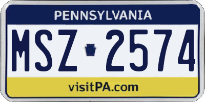 PA license plate MSZ2574