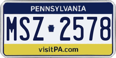 PA license plate MSZ2578