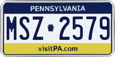 PA license plate MSZ2579