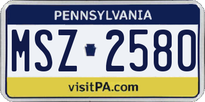PA license plate MSZ2580