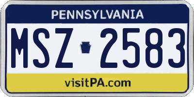 PA license plate MSZ2583