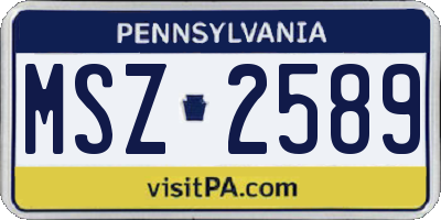 PA license plate MSZ2589