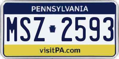 PA license plate MSZ2593
