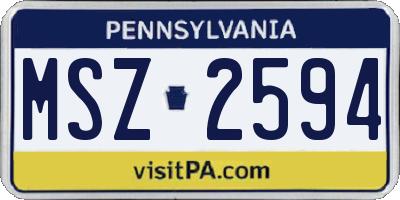 PA license plate MSZ2594