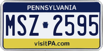 PA license plate MSZ2595