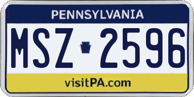 PA license plate MSZ2596