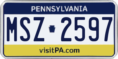 PA license plate MSZ2597