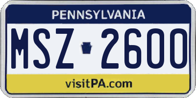 PA license plate MSZ2600