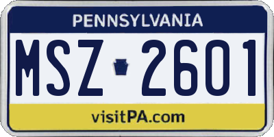 PA license plate MSZ2601