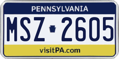 PA license plate MSZ2605