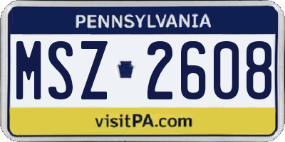 PA license plate MSZ2608