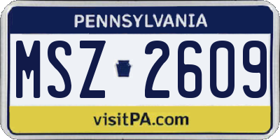 PA license plate MSZ2609