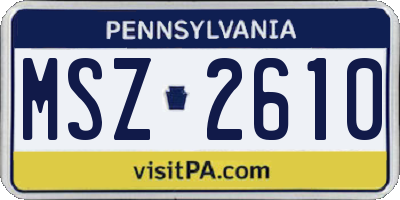 PA license plate MSZ2610