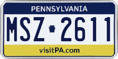 PA license plate MSZ2611