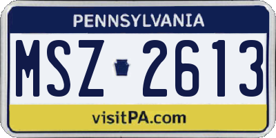 PA license plate MSZ2613