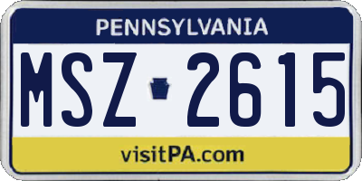 PA license plate MSZ2615