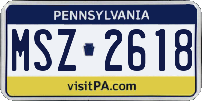 PA license plate MSZ2618