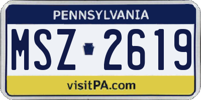 PA license plate MSZ2619