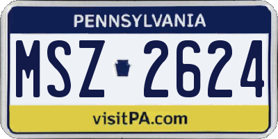 PA license plate MSZ2624