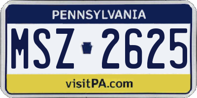 PA license plate MSZ2625