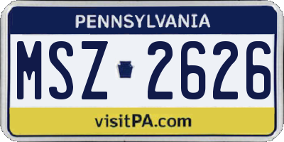 PA license plate MSZ2626