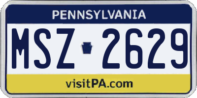 PA license plate MSZ2629