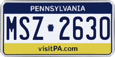 PA license plate MSZ2630
