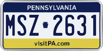 PA license plate MSZ2631