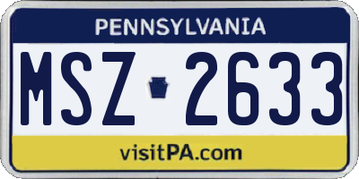 PA license plate MSZ2633