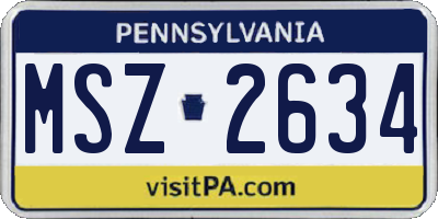 PA license plate MSZ2634