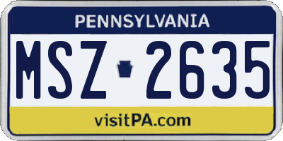 PA license plate MSZ2635