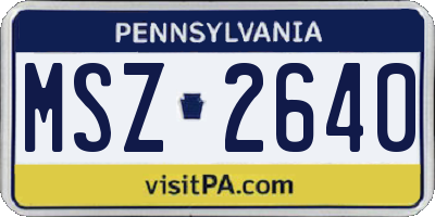 PA license plate MSZ2640