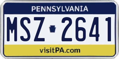 PA license plate MSZ2641