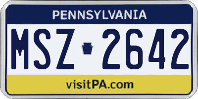 PA license plate MSZ2642